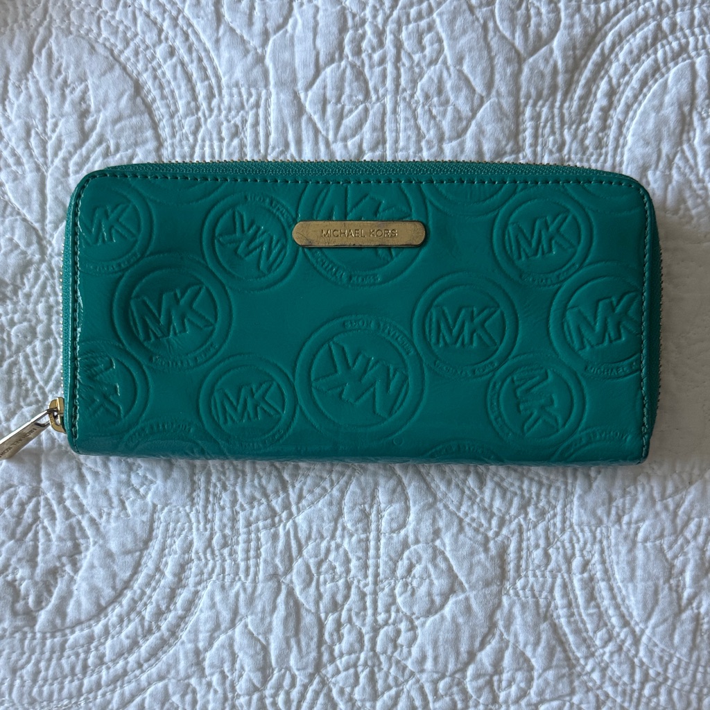 Michael Kors Embossed Teal Patent Leather Wallet